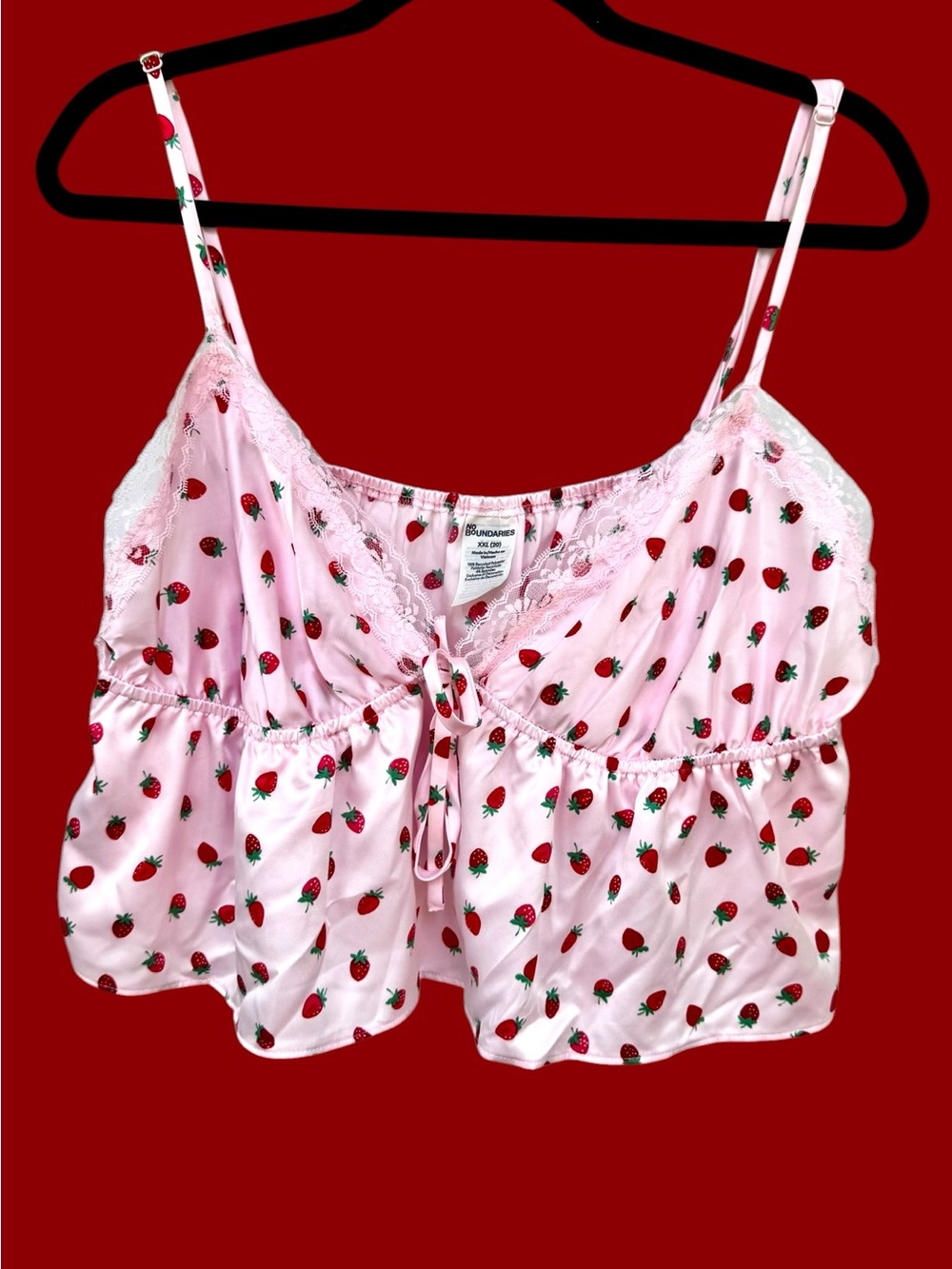 Satin Strawberry Sleep Tank Top